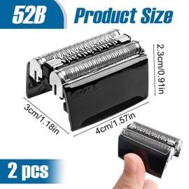Pack of 2 52B shaving head compatible with Braun Series 5, electric shaving head S5, replacement shaving part razor for Series 5 5020s 5030s 5040s 5050cc 5070cc 5090 5090cc 5190cc 5147s 5145s 5195cc