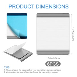 6pcs Under Cabinet Light Magnetic Strip, Replacement Adhesive Backing Magnetic Stickies Lights Under Cabinet Lights Magnetic Sticky for Cabinet Lighting Parking Number Plate