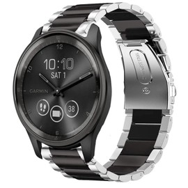 Compatible with Vivomove Trend Bands, Lamshaw Stainless Steel Metal Replacement Strap Bracelet Compatible with Garmin Venu Sq 2/Venu Sq/Venu/Venu 2 Plus/Approach S12/Approach S40/Approach S42/D2