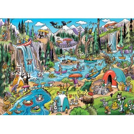 Cobble Hill 1000 Piece Puzzle -DoodleTown: Portage Pandemonium - Sample Poster Included