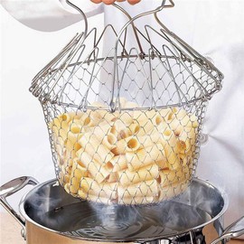 Kitchen Folding Frying Strainer Fly Fly Handy Basket Strainer Kitchen Cooking Tool
