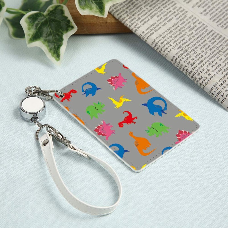 Pass Case, 1 Pocket, Reel Included, Dinosaurs, Cute, Dinosaur Pattern,