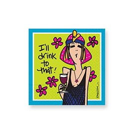 Design Design I'll Drink To That Cocktail Napkins, Multicolor