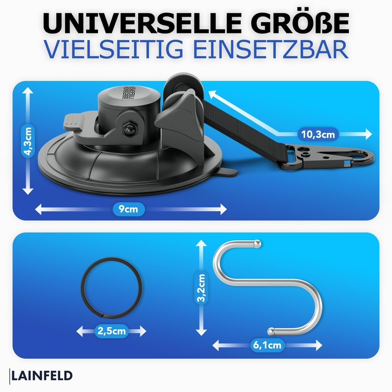 LAINFELD Suction Cup Hooks, Set of 2 with Lobster Clasp