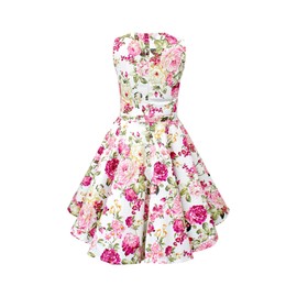 BlackButterfly Kids 'Audrey' Vintage Divinity 50's Girls Dress (Ivory Pink Floral, 3-4 YRS)