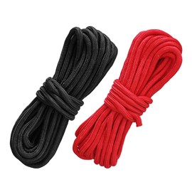 PDETVEO Soft Cotton Rope 32FT (10M), 8MM Diameter Braided Multipurpose Cord, Strong Twisted Rope for DIY Crafts, Home Decor and Outdoor Activities (Black+Red)