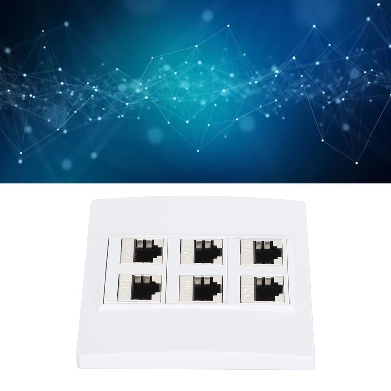 Ethernet Wall Plate 6 Port, Cat 6 Ethernet Wall Outlet