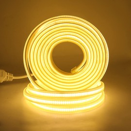 Xunata COB LED Strip, 220 V 288 leds/m Super Bright High Density, No Lead Wire, Flexible COB LED Strip Light Strip for Bedroom, Kitchen, DIY Interior Decoration (Warm White, 5 m)