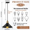 Retisee 6 Pieces Industrial Pendant Lights E26 E27 Base Black