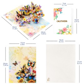 CNLITIHEKA Sunflowers Butterfly Pop Up Card for Women, Pop Up Flower Greeting Card - Butterfly Theme, for Any Occasion, Mother's Day, Valentines Day, Birthday, Anniversary, Get Well.