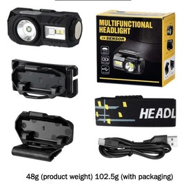 LED Headlamp Rechargeable - 230° COB Super Bright Head Lights for Forehead, Hard hat Light Strap for Adults - USB Headband Flashlight for Ourdoor, Working, Hiking, Running, Camping, Fishing Gear:_T131-Black_WH & RD