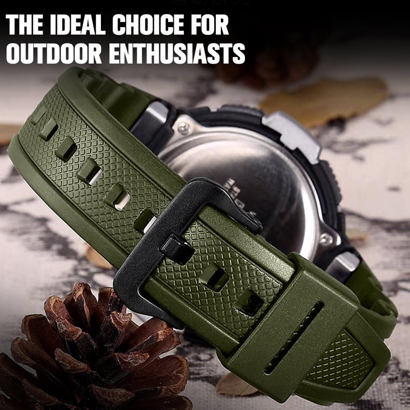 Waterproof Natural Resin Replacement Watch Band for Casio Sport SGW-100