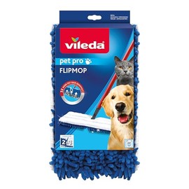 Vileda Flip Mop Replacement-Cleans and Brightens All Types of Floors, Plastic Cotton, White and Blue