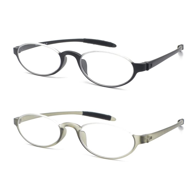 Mcoorn Retro Design Flexible Reading Glasses Lightweight (Elastic Plastic) Reader,Half