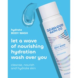 Seaweed Bath Co. Hydrate Body Wash - Unscented - Foaming Shower Gel Cleanser with Natural Ingredients - Fragrance Free and Gentle - Good For Sensitive Skin - 12 oz