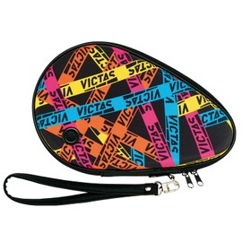 VICTAS 672111 Table Tennis Racket Case Printed Round Racket Case Multi Color (1800)