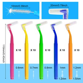 SKHAOVS 50 Pieces Interdental Brushes,Dental Brushes for Between Teeth and Gums,Gap Brush with Non-Slip Handle,Orthodontic Universal Care Teeth Braces CleaningInterspace Cleaning (5Colours)