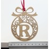 Laser cut Christmas tree bauble decoration: Letter R
