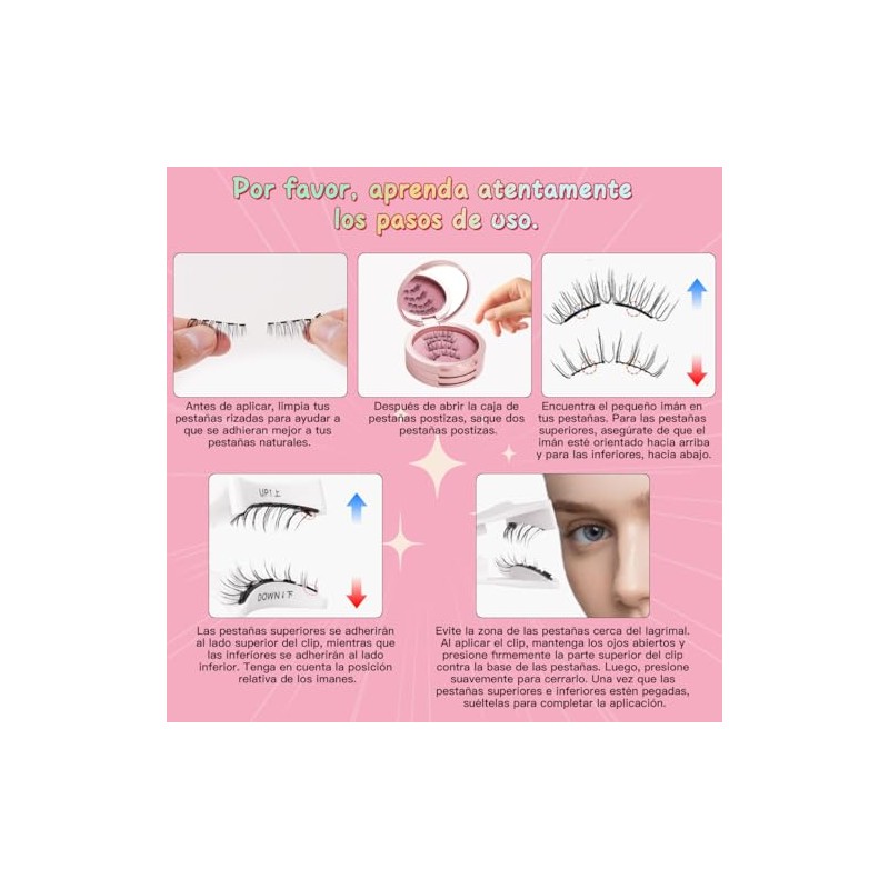 WEIYANG Kit de Pestañas Postizas Magnéticas, Incluye Aplicador y Caja