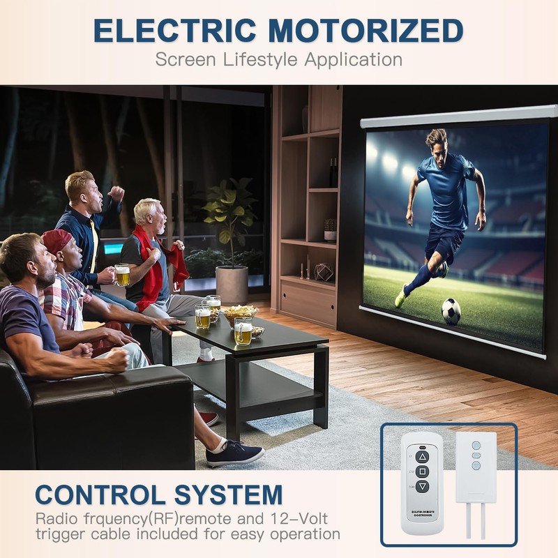 YODOLLA 100" Projector Screen Motorized 4:3, 4K HD Pull Down