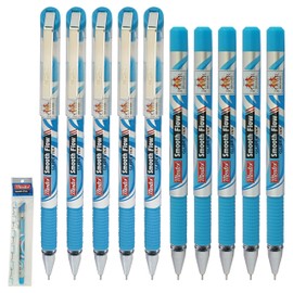 SmoothFlow Ballpoint Pens, BLUE, Fine Point (0.7mm), Pack of 10, Smooth Ball Pens, Soft Grip, Ideal for School Office Home Use, iZOFAX Black Ball Pen