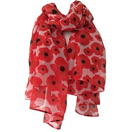 Purple Possum® White Poppy Scarf Ladies Red Floral Scarf Flower Wrap Poppies Shawl Flowers