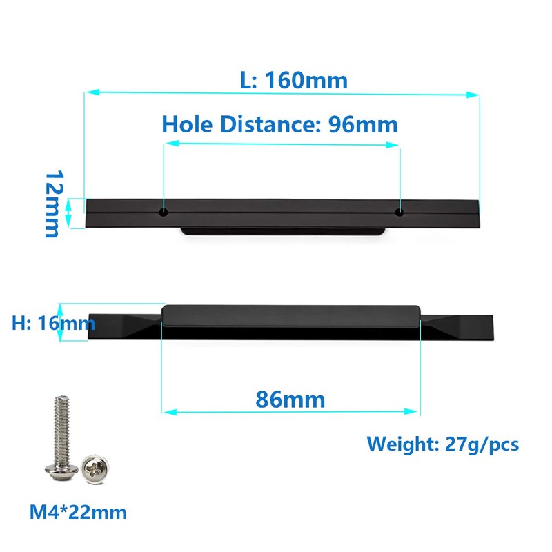 Qrity 10 x European Aluminium Alloy Kitchen Cabinet Pulls Wardrobe