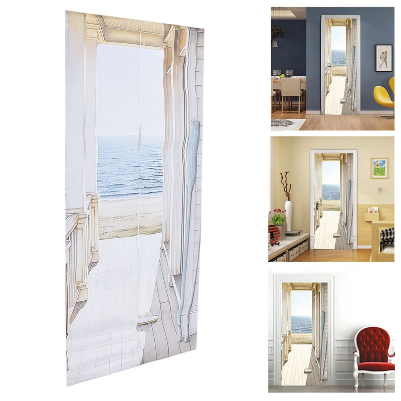 2pcs Door Sticker PVC Material 3D Visual Effects Easy Cleanable