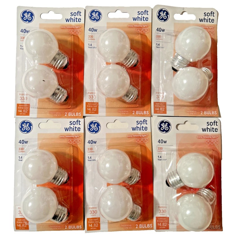GE 4 GE 40w Soft White G16 1/2 Globe Shape