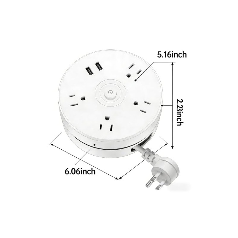 Kasoyo Retractable Power Strip with USB Ports - 4 AC