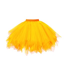 GOOBGS Musever 1950s Vintage Ballet Bubble Skirt Tulle Petticoat Puffy Tutu Gold Large/X-Large
