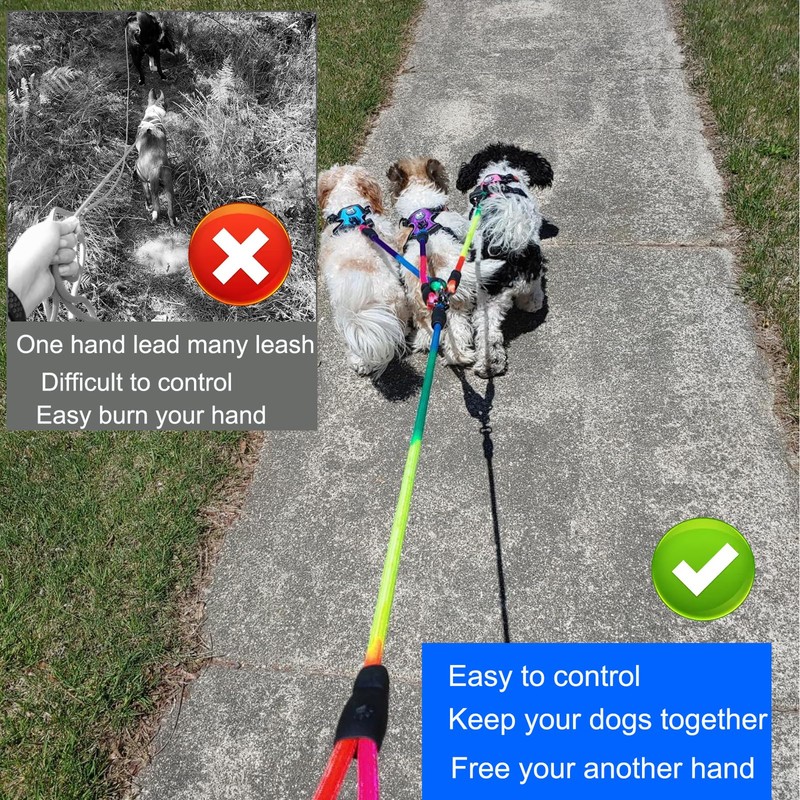 Heavy Duty 3 Dog Leash for Large Dogs No Tangle