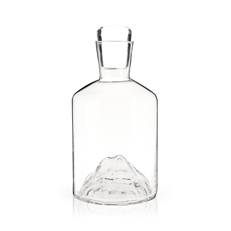 Viski Mountain, Lead-Free Crystal, Hand-Blown Decanter with Stopper, 24 Oz
