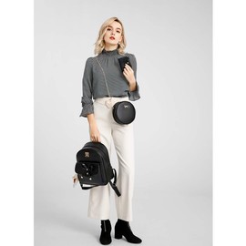 MACCINELO Cute PU leather 3pcs set backpack mini purse shoulder bag for women girls Rucksack for Ladies Shoulder Bag over 5 years pld