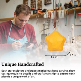 YGMONER Car Interior Mirror Decor Accessories Wooden Star Hanging Ornament Car Decorations