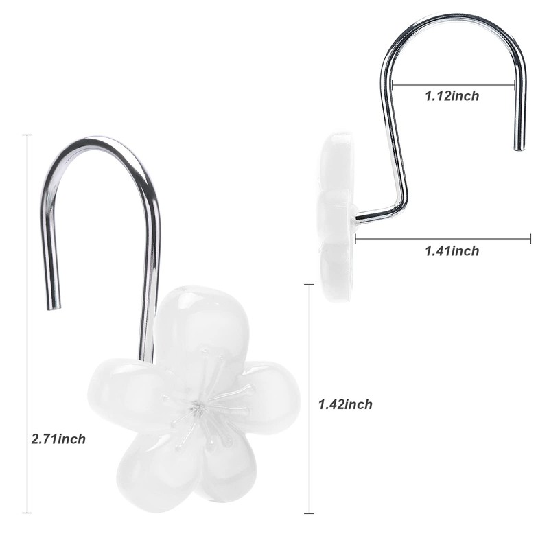 Cute Flower Shower Curtain Hooks, Glow in The Dark, Pretty