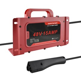 aunstarwei 48V 15A RXV Golf Cart Battery Charger for Ez-Go EZgo TXT, with RXV Plug 3 Prong Connector, IP67 Waterproof