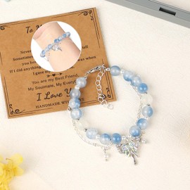 LALASTYLE Butterfly Bracelet Healing Crystal Bracelet,Anxiety Bracelet Gemstone Beads Bracelet,Women Girlfriend Bracelet Jewellery,Valentine's Day Birthday Mother's Day Gift