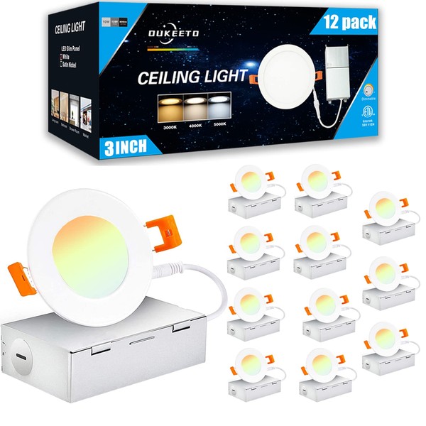 OUKEETO 3 Inch Led Recessed Light - 3000K/ 4000K/ 5000K