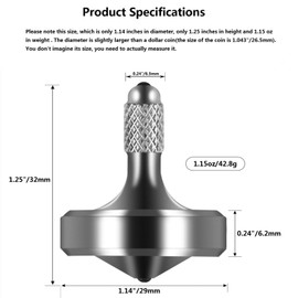 CHEETOP Exquisite Metal Spinning Top, Nicely Machined Stainless Steel Fidget Desk Toy, Perfect Balance Spin Time for Over 9 Mins, Waste Time Efficiently, Easy to Work (Diameter 29mm Large Silver)