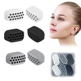 ZPLASK 6 PCS Jaw Trainer, Double Chin Jaw Exerciser, Jawline Exerciser Chew, Strengthen and Regulate Facial Muscles Jawline Face Trainer for Men Women Everyone (Black White Gray)