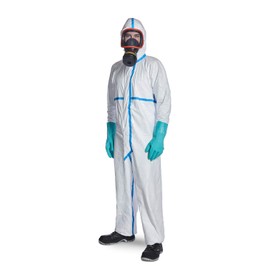 DuPont Tyvek 600 Plus Chemical Protection Clothing with Hood and Taped Seams, Category III, Type 4-B, 5-B and 6-B, White, xxl, White