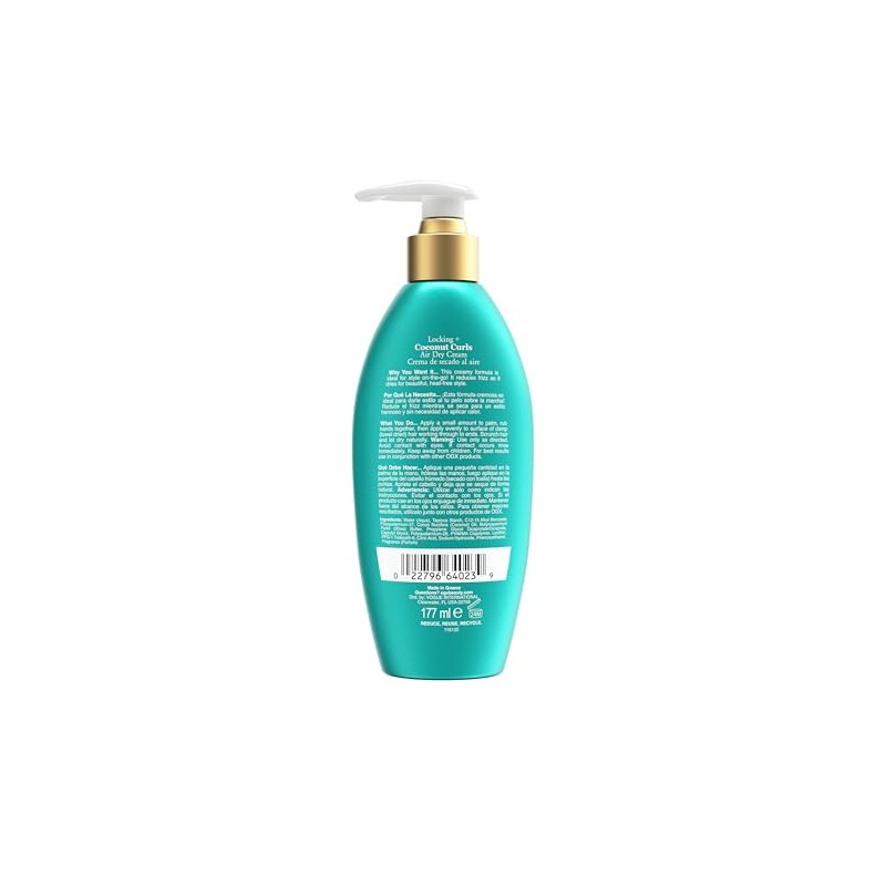 OGX Locking + Coconut Curls Air Dry Cream, No Parabens,