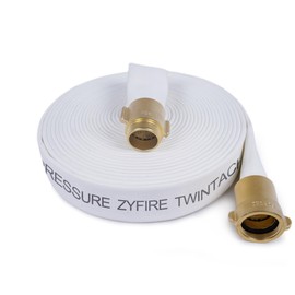 ZYfire Fire Hose - 1-1/2" ID x 50 FT Double Jacket TPU Firefighter Hose with M x F NPSH Brass Couplings 1200 PSI Burst Pressure Lightweight for Firefighting & Residential Use
