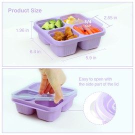 Nuoqiuu 6 Pack Snack Containers, 4 Compartment Lunchable Containers, Reusable Meal Prep Snack Containers for Kids, Snack Bento Boxes for Toddler School, Work and Travel(Green,Purple,Yellow)