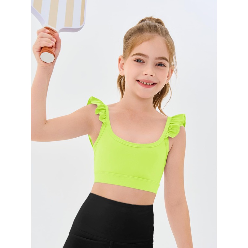 Haloumoning - brasier deportivo con volantes para niñas, para entrenamiento,