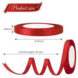 Red Ribbons for Crafting Christmas Ribbon for Hair Satin Ribbon Silk Ribbon for Gift Wrapping Hair Ribbons for Women 3/8 Inch X 25 Yards Satin Fabric Ribbons for Crafts Ribbon for Flower Bouquet