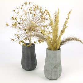 Handworkz | Coro - Vase aus Beton | wasserdicht | für frische Blumen oder Trockenblumen nutzbar | dekorativ & hochwertig | Handarbeit - Made in Germany (Grau)