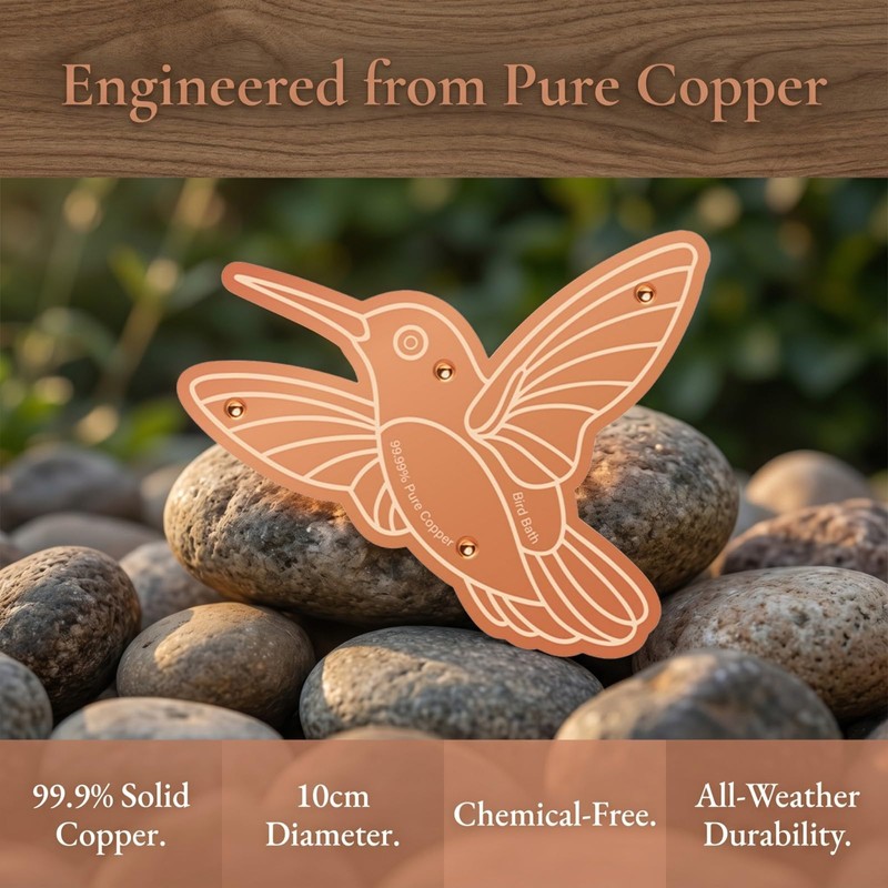 WAEKIYTL 99.99% Pure Copper Bird Bath Disk, 0.6mm Reinforced Triple-Point