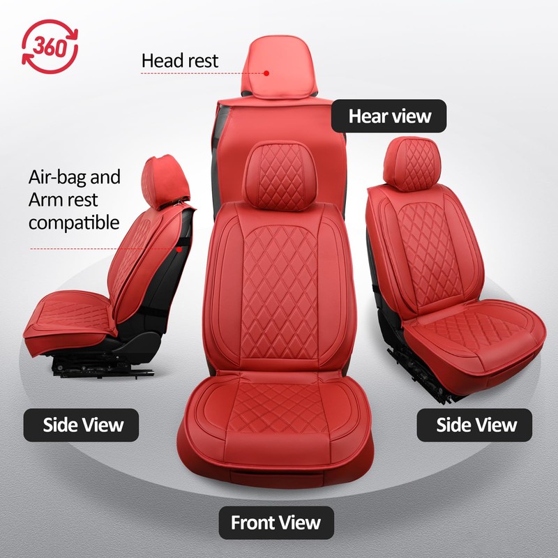 MIROZO Front Seat Covers,2PCS Car Seat Covers Waterproof Faux Leather